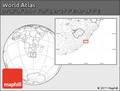 Blank Location Map of the Area around 31° 20' 36" S, 29° 49' 30" E