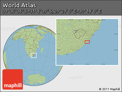 Savanna Style Location Map of the Area around 31° 20' 36" S, 29° 49' 30" E
