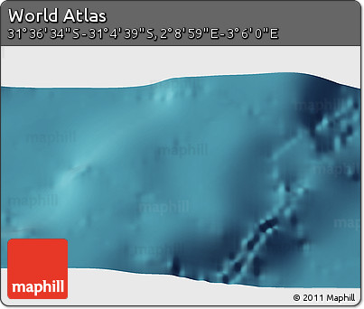 Satellite 3D Map of the Area around 31° 20' 36" S, 2° 37' 30" E