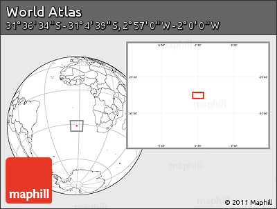Blank Location Map of the Area around 31° 20' 36" S, 2° 28' 30" W