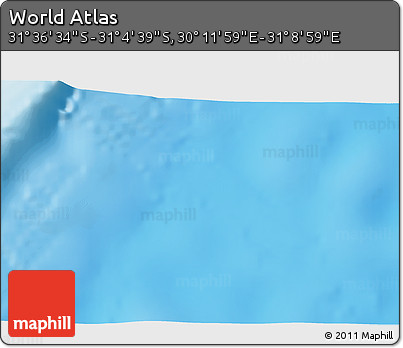 Shaded Relief 3D Map of the Area around 31° 20' 36" S, 30° 40' 29" E