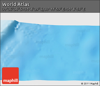 Shaded Relief 3D Map of the Area around 31° 20' 36" S, 30° 40' 29" E