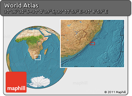 Satellite Location Map of the Area around 31° 20' 36" S, 30° 40' 29" E