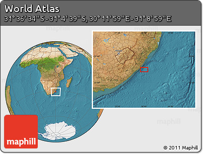 Satellite Location Map of the Area around 31° 20' 36" S, 30° 40' 29" E