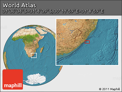 Satellite Location Map of the Area around 31° 20' 36" S, 30° 40' 29" E