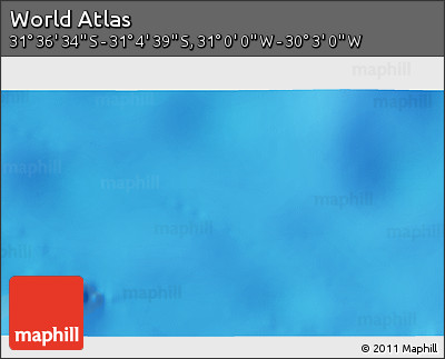 Physical 3D Map of the Area around 31° 20' 36" S, 30° 31' 29" W