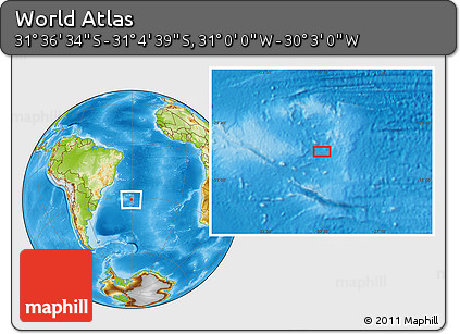 Physical Location Map of the Area around 31° 20' 36" S, 30° 31' 29" W