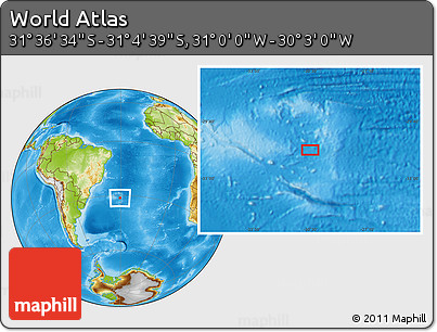 Physical Location Map of the Area around 31° 20' 36" S, 30° 31' 29" W