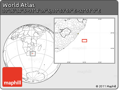 Blank Location Map of the Area around 31° 20' 36" S, 32° 22' 30" E