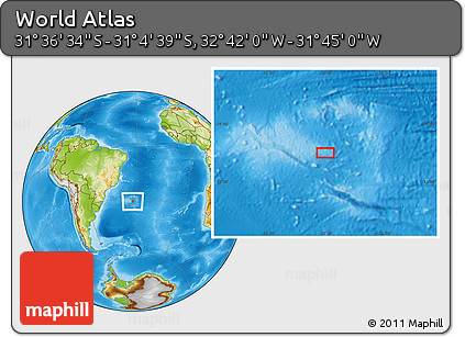 Physical Location Map of the Area around 31° 20' 36" S, 32° 13' 30" W