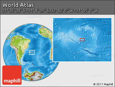 Physical Location Map of the Area around 31° 20' 36" S, 32° 13' 30" W