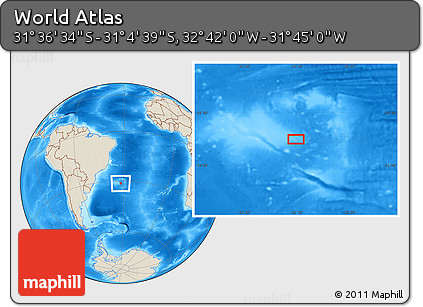 Shaded Relief Location Map of the Area around 31° 20' 36" S, 32° 13' 30" W