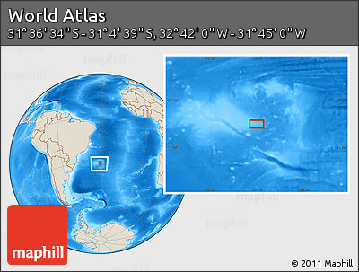 Shaded Relief Location Map of the Area around 31° 20' 36" S, 32° 13' 30" W
