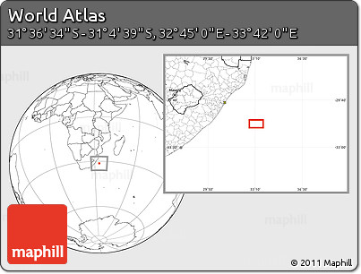 Blank Location Map of the Area around 31° 20' 36" S, 33° 13' 30" E