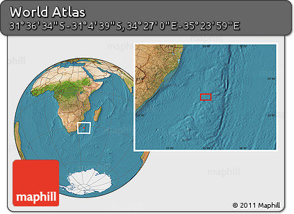 Satellite Location Map of the Area around 31° 20' 36" S, 34° 55' 29" E
