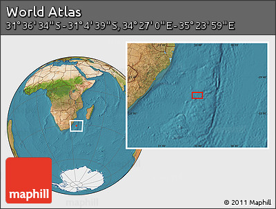 Satellite Location Map of the Area around 31° 20' 36" S, 34° 55' 29" E
