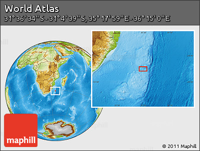 Physical Location Map of the Area around 31° 20' 36" S, 35° 46' 29" E