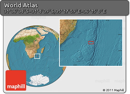 Satellite Location Map of the Area around 31° 20' 36" S, 35° 46' 29" E