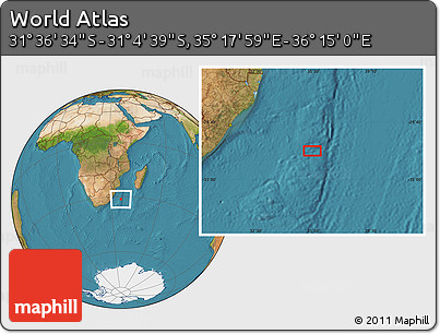 Satellite Location Map of the Area around 31° 20' 36" S, 35° 46' 29" E
