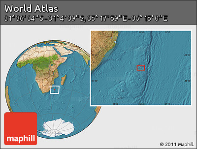 Satellite Location Map of the Area around 31° 20' 36" S, 35° 46' 29" E