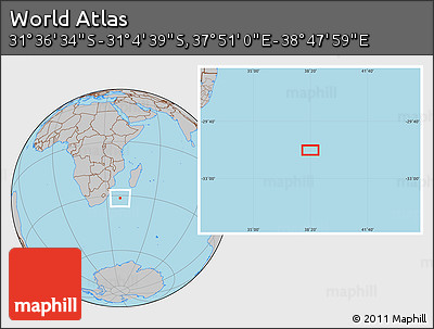 Gray Location Map of the Area around 31° 20' 36" S, 38° 19' 30" E