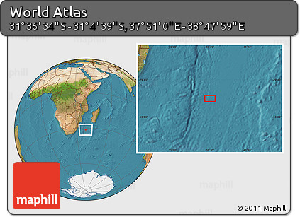 Satellite Location Map of the Area around 31° 20' 36" S, 38° 19' 30" E