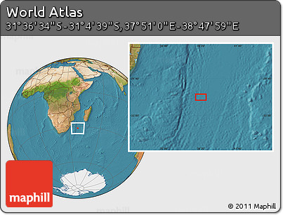 Satellite Location Map of the Area around 31° 20' 36" S, 38° 19' 30" E