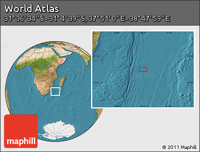 Satellite Location Map of the Area around 31° 20' 36" S, 38° 19' 30" E