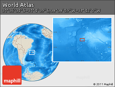 Shaded Relief Location Map of the Area around 31° 20' 36" S, 38° 10' 29" W