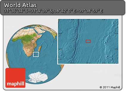 Satellite Location Map of the Area around 31° 20' 36" S, 39° 10' 29" E