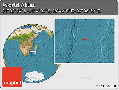 Satellite Location Map of the Area around 31° 20' 36" S, 39° 10' 29" E