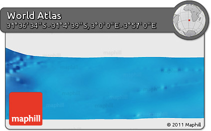 Shaded Relief Panoramic Map of the Area around 31° 20' 36" S, 3° 28' 30" E