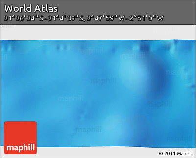 Physical 3D Map of the Area around 31° 20' 36" S, 3° 19' 30" W