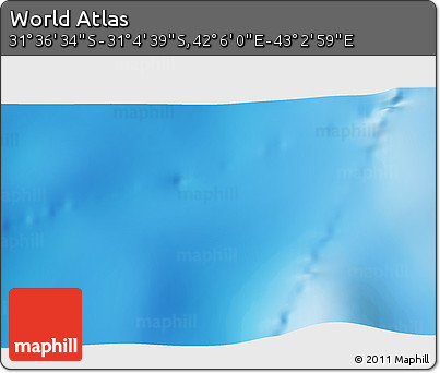 Physical 3D Map of the Area around 31° 20' 36" S, 42° 34' 30" E
