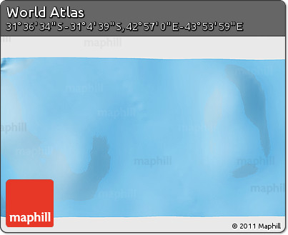 Shaded Relief 3D Map of the Area around 31° 20' 36" S, 43° 25' 29" E