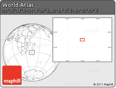 Blank Location Map of the Area around 31° 20' 36" S, 43° 25' 29" E