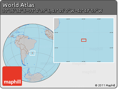 Gray Location Map of the Area around 31° 20' 36" S, 43° 16' 29" W