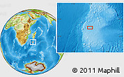 Physical Location Map of the area around 31° 20' 36" S, 44° 16' 29" E