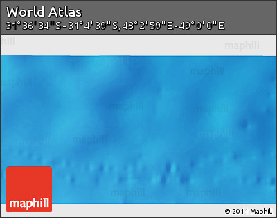 Shaded Relief 3D Map of the Area around 31° 20' 36" S, 48° 31' 29" E
