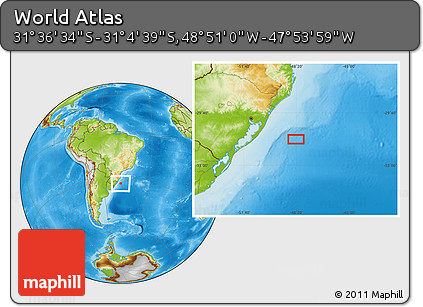 Physical Location Map of the Area around 31° 20' 36" S, 48° 22' 30" W