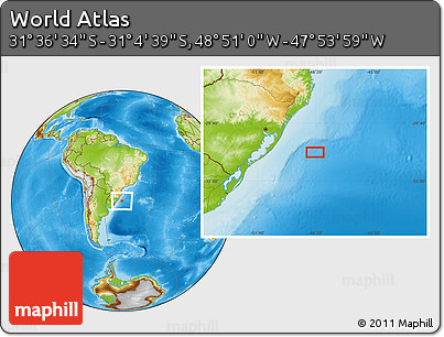 Physical Location Map of the Area around 31° 20' 36" S, 48° 22' 30" W