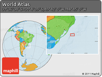 Political Location Map of the Area around 31° 20' 36" S, 49° 13' 30" W
