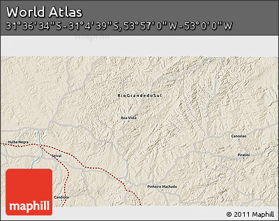 Shaded Relief 3D Map of the Area around 31° 20' 36" S, 53° 28' 30" W
