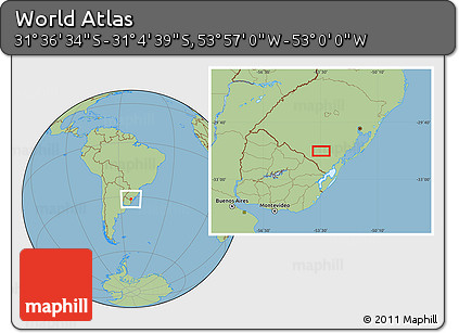 Savanna Style Location Map of the Area around 31° 20' 36" S, 53° 28' 30" W