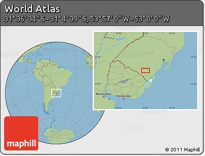 Savanna Style Location Map of the Area around 31° 20' 36" S, 53° 28' 30" W