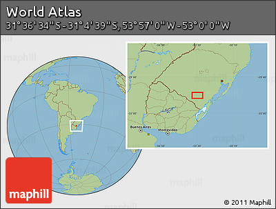 Savanna Style Location Map of the Area around 31° 20' 36" S, 53° 28' 30" W