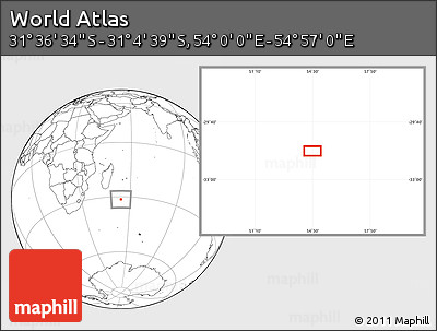 Blank Location Map of the Area around 31° 20' 36" S, 54° 28' 30" E