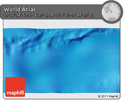 Shaded Relief 3D Map of the Area around 31° 20' 36" S, 55° 19' 30" E