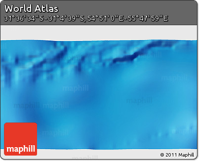 Shaded Relief 3D Map of the Area around 31° 20' 36" S, 55° 19' 30" E