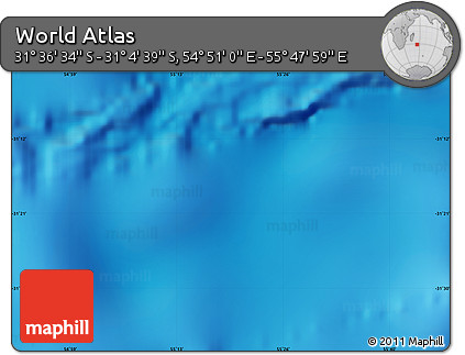 Physical Map of the Area around 31° 20' 36" S, 55° 19' 30" E